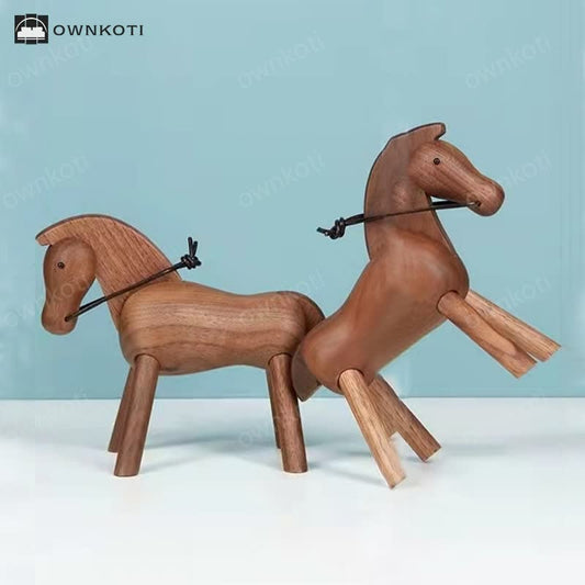 Solid Wood Creative Puppet Horse Ornament