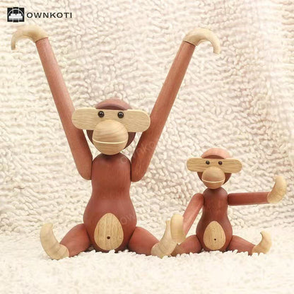 Solid Wood Movable Puppet Monkey Ornament