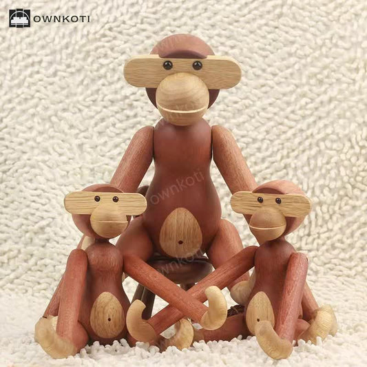 Solid Wood Movable Puppet Monkey Ornament