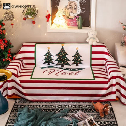 Christmas Tree Striped Blanket Sofa Cover