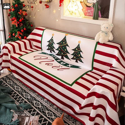 Christmas Tree Striped Blanket Sofa Cover