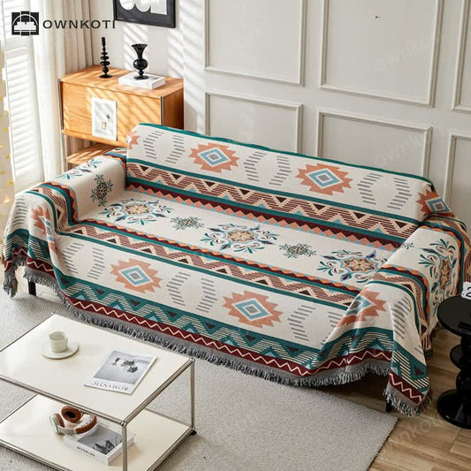 Bohemian Cotton Linen Ethnic Sofa Cover Blanket