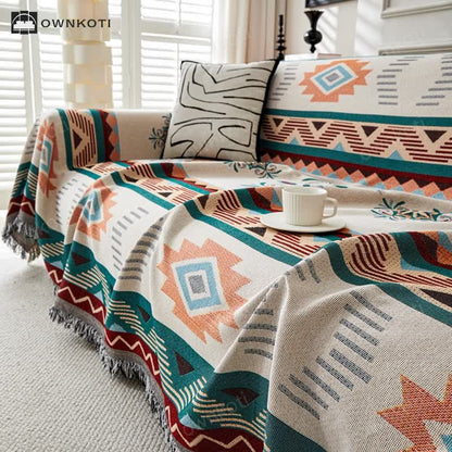 Bohemian Cotton Linen Ethnic Sofa Cover Blanket