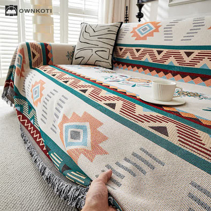 Bohemian Cotton Linen Ethnic Sofa Cover Blanket