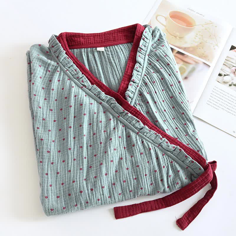 Ownkoti V-neck Cotton Polka Dots Nightdress - image 1