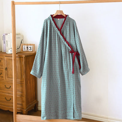 Ownkoti V-neck Cotton Polka Dots Nightdress - L - image 0
