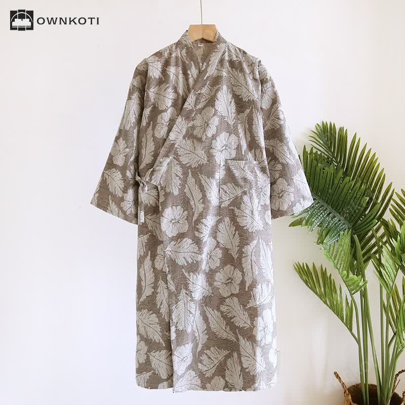 Jacquard Cotton Neutral Style Bathrobe