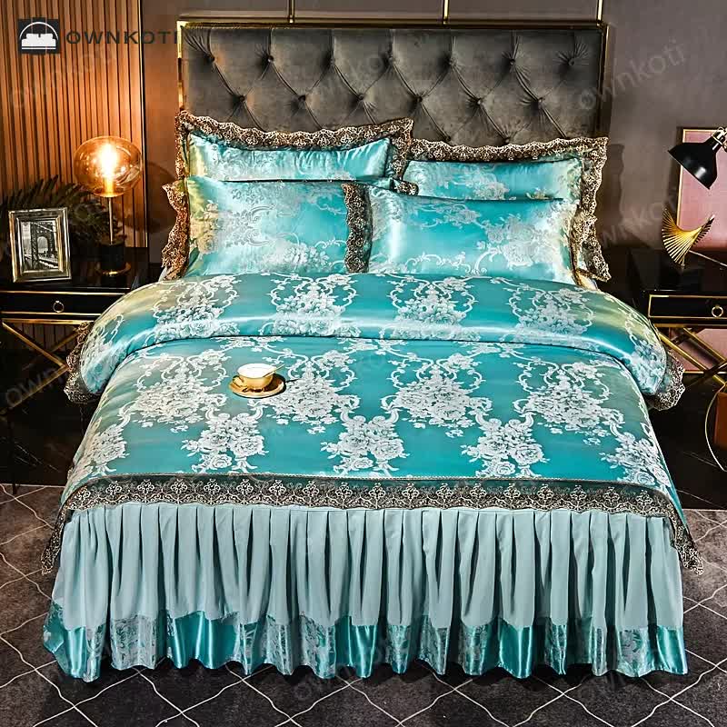 Jacquard Satin Elegant Floral Bedding Set (4PCS)