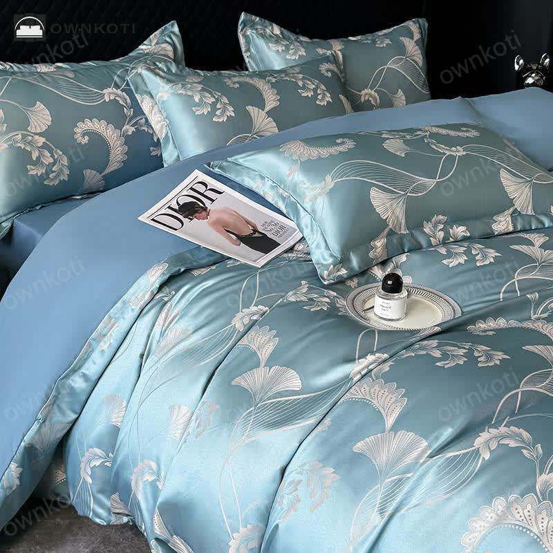 Satin Elegant Ginkgo Leaf Bedding Set (4PCS)