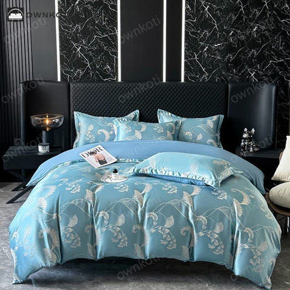 Satin Elegant Ginkgo Leaf Bedding Set (4PCS)