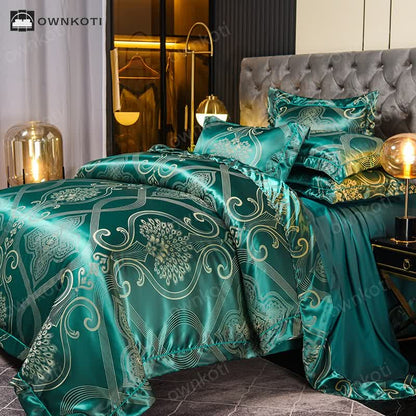 Vintage Satin Jacquard Soft Bedding Set (4PCS)