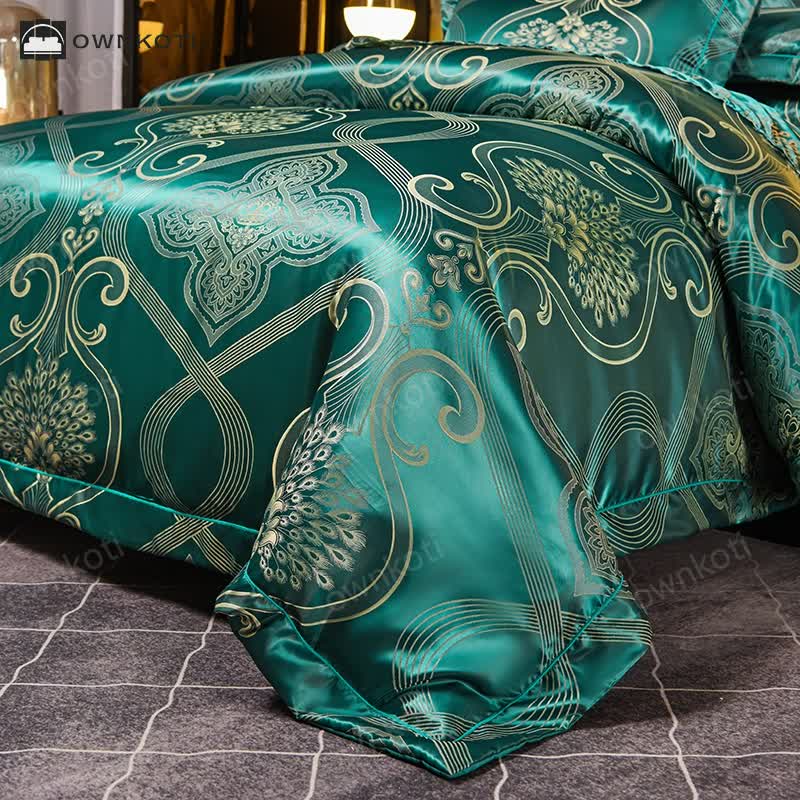 Vintage Satin Jacquard Soft Bedding Set (4PCS)