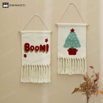 Embroidered Hand-woven Tassel Wall Tapestry