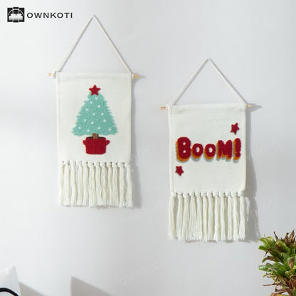 Embroidered Hand-woven Tassel Wall Tapestry