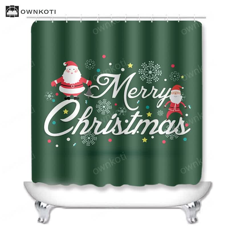 Merry Christmas Shower Curtain Mat Set