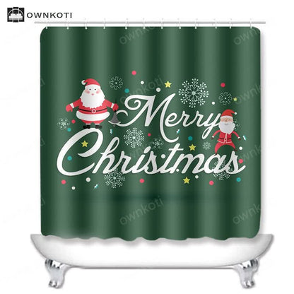 Merry Christmas Shower Curtain Mat Set