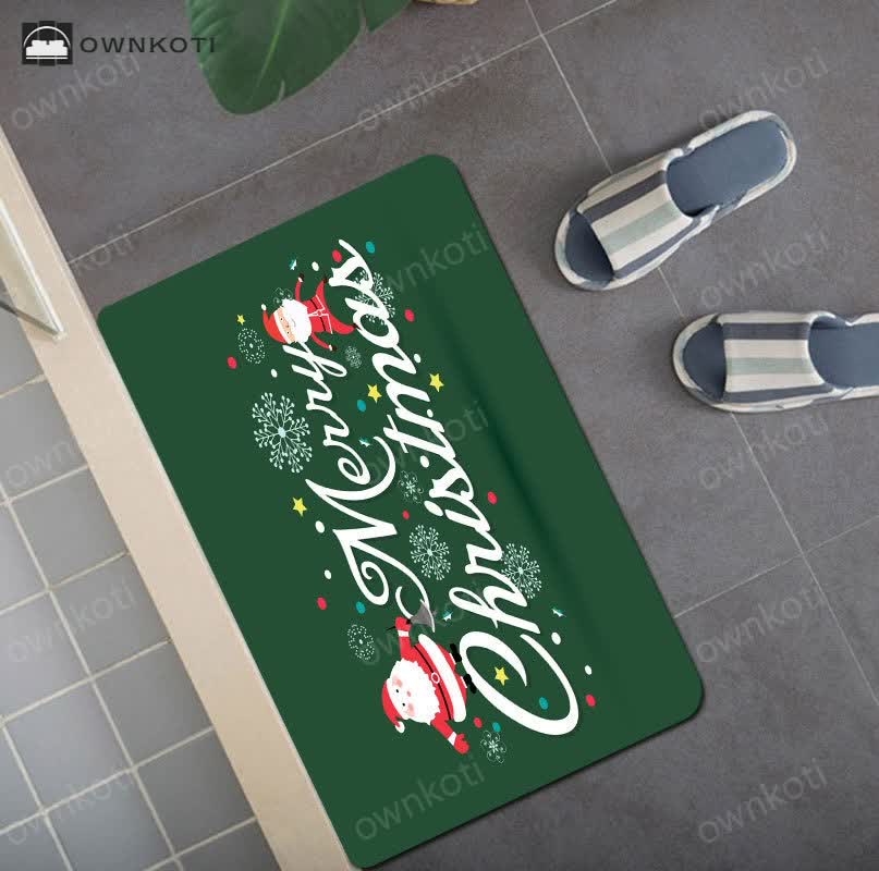 Merry Christmas Shower Curtain Mat Set