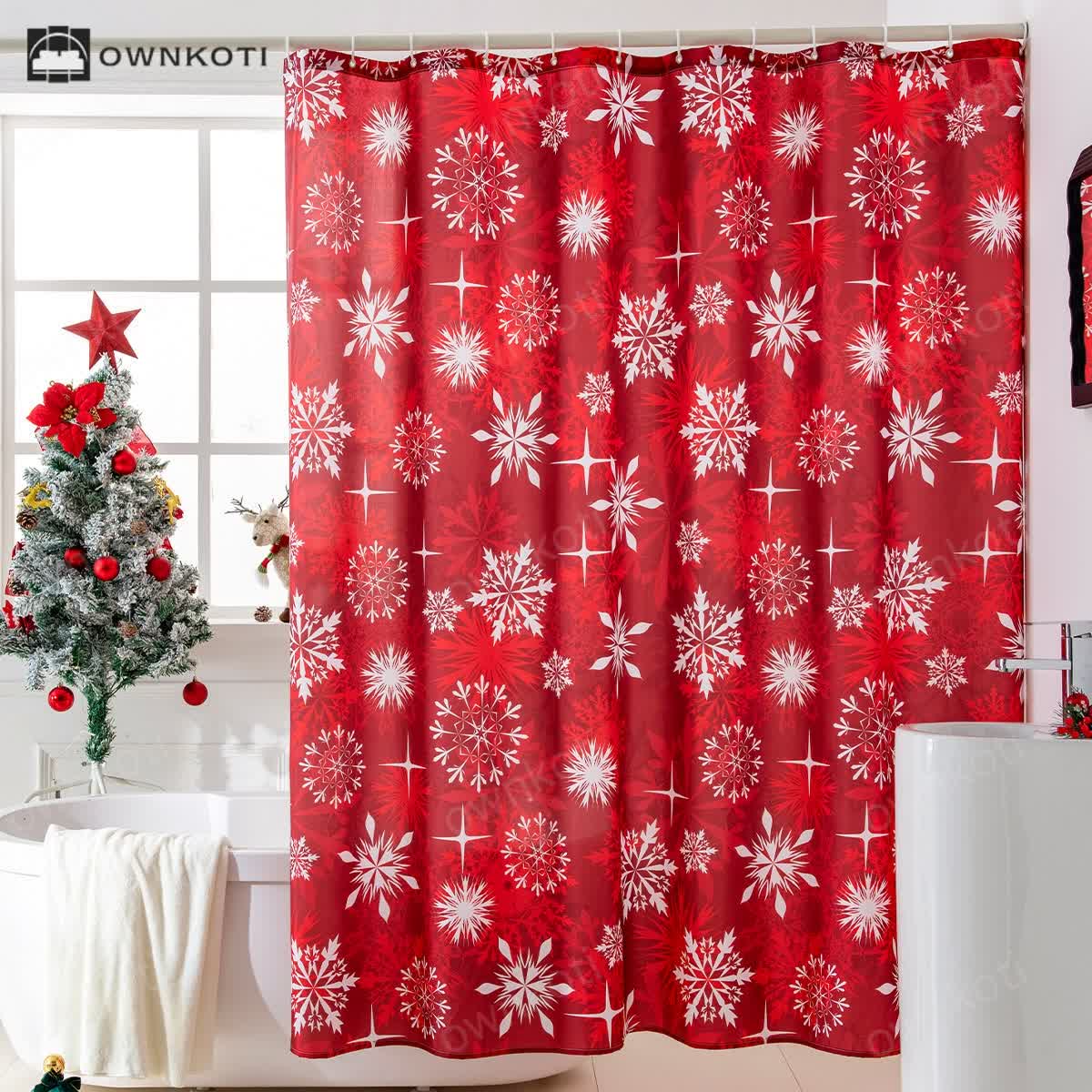 Christmas Motif Anti-mildew Shower Curtain