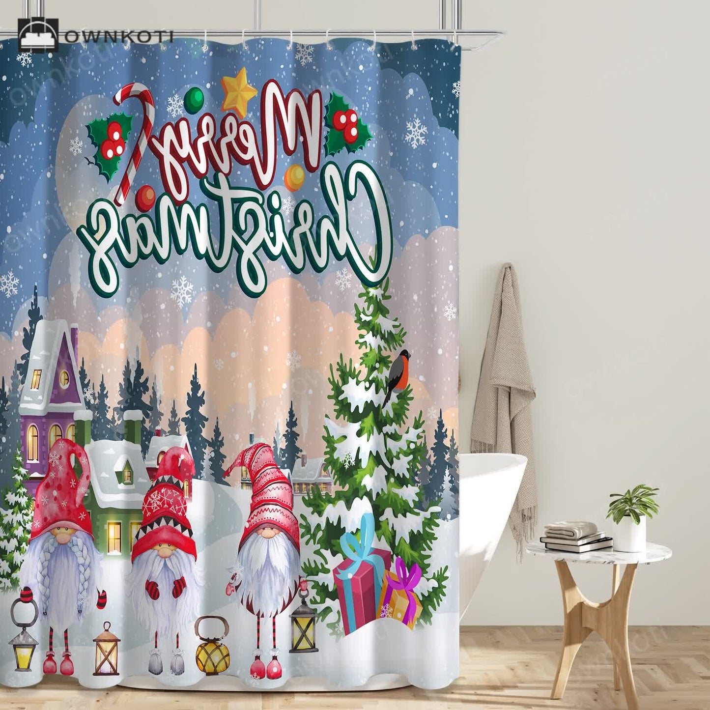 Christmas Anti-mildew Waterproof Shower Curtain