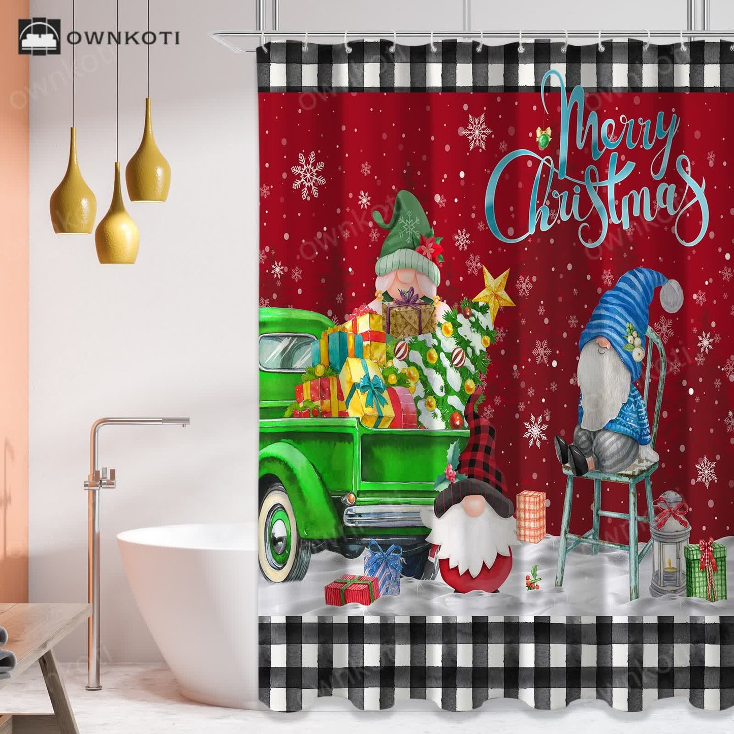 Christmas Anti-mildew Waterproof Shower Curtain