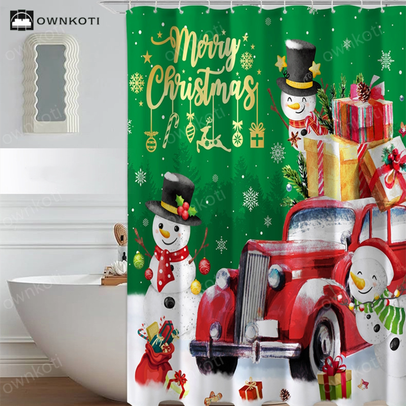 Christmas Anti-mildew Waterproof Shower Curtain