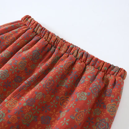 Yarn-dyed Rose Cotton Flannel Pajama Set