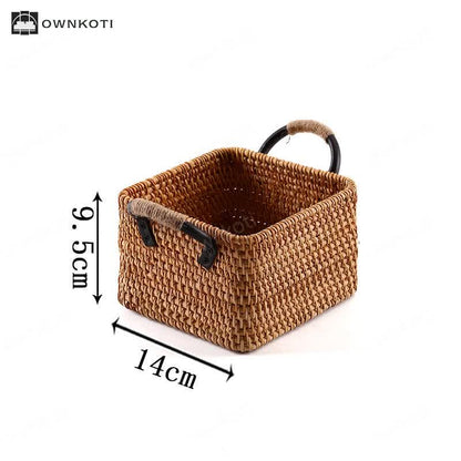 Rattan Woven Desktop Snack Storage Basket