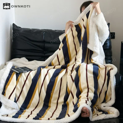 Sherpa Striped Soft Throw Blanket