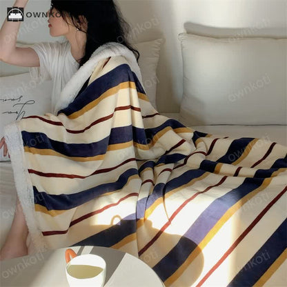 Sherpa Striped Soft Throw Blanket