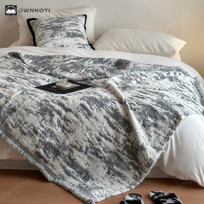 Faux Mink Ink Style Reversible Throw Blanket