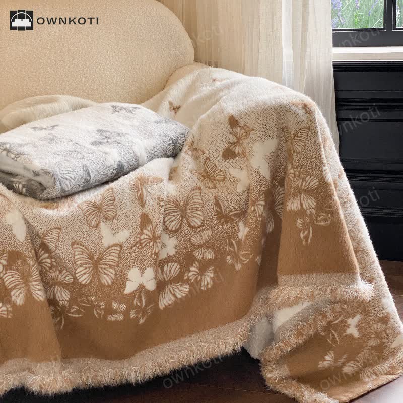 Faux Fur Butterfly Soft Throw Blanket