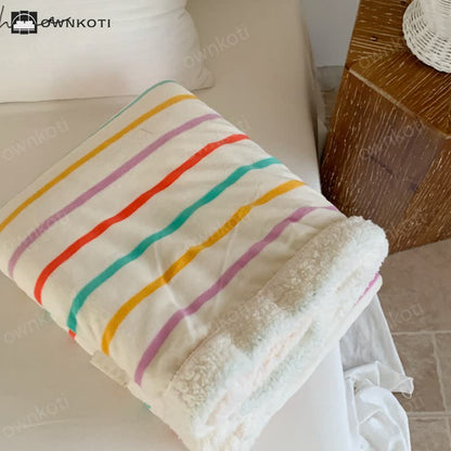 Sherpa Striped Soft Throw Blanket