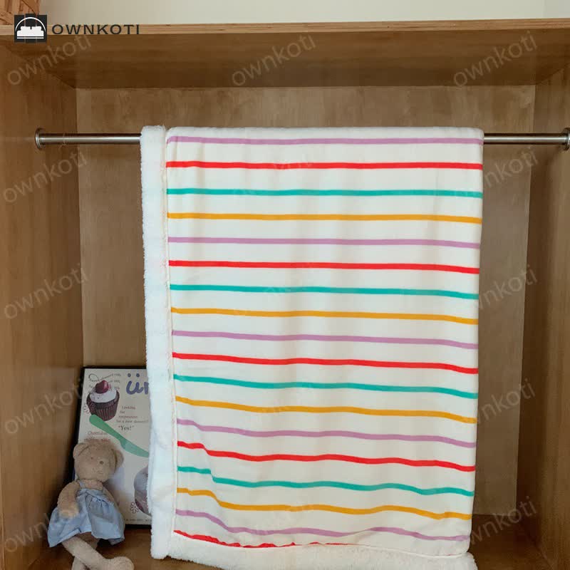 Sherpa Striped Soft Throw Blanket