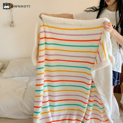 Sherpa Striped Soft Throw Blanket