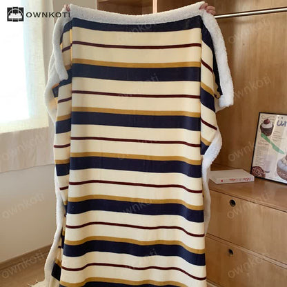 Sherpa Striped Soft Throw Blanket