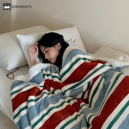 Sherpa Striped Soft Throw Blanket