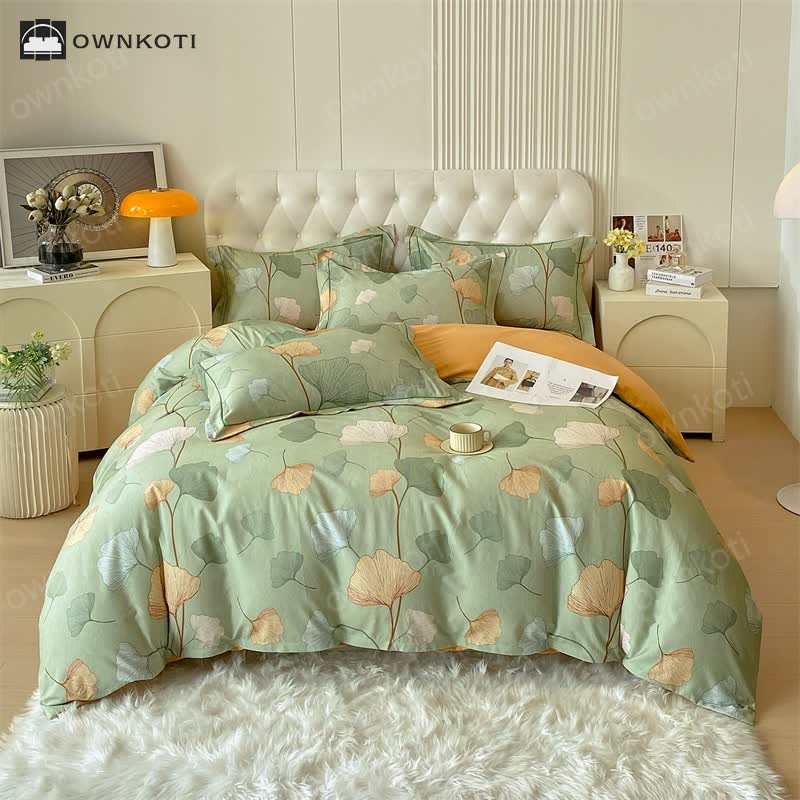 Brushed Cotton Ginkgo Leaf Bedding Set(4PCS)