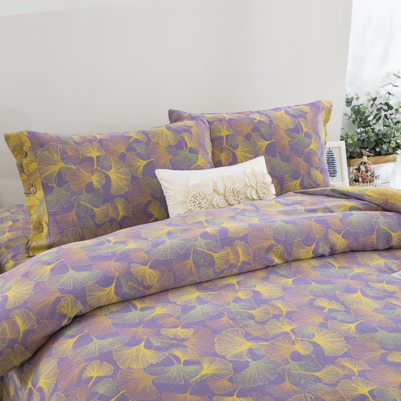 Button Ginkgo Leaf Cotton Bedding Set (4PCS) - image 3