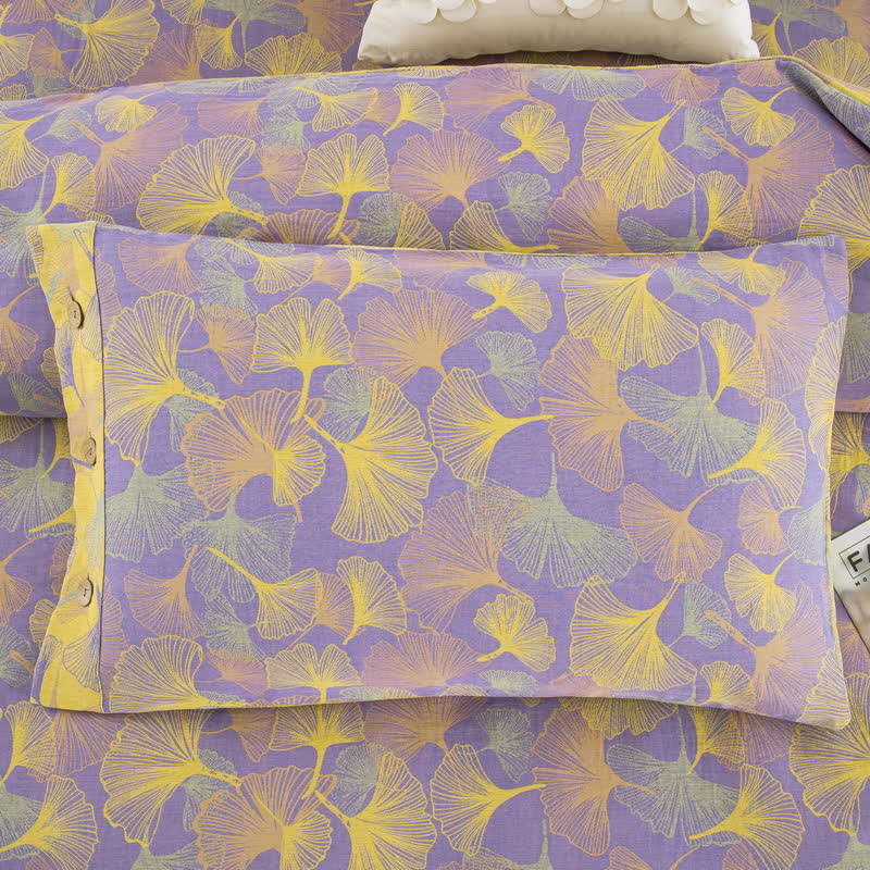 Button Ginkgo Leaf Cotton Bedding Set (4PCS) - image 4