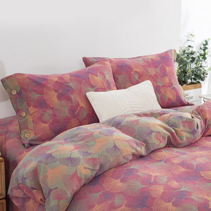 Button Ginkgo Leaf Cotton Bedding Set (4PCS)