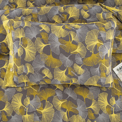 Button Ginkgo Leaf Cotton Bedding Set (4PCS)