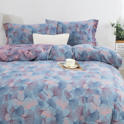 Button Ginkgo Leaf Cotton Bedding Set (4PCS)