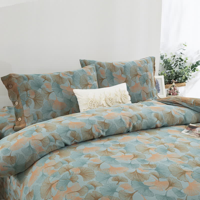 Button Ginkgo Leaf Cotton Bedding Set (4PCS) - image 45