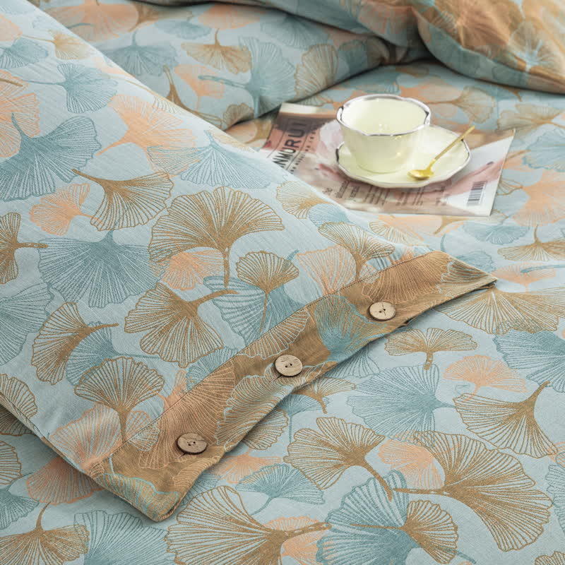 Button Ginkgo Leaf Cotton Bedding Set (4PCS) - image 50