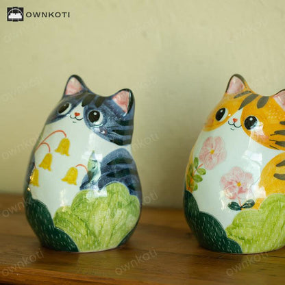 Cute Cat Creative Hand-painted Ceramic Vase