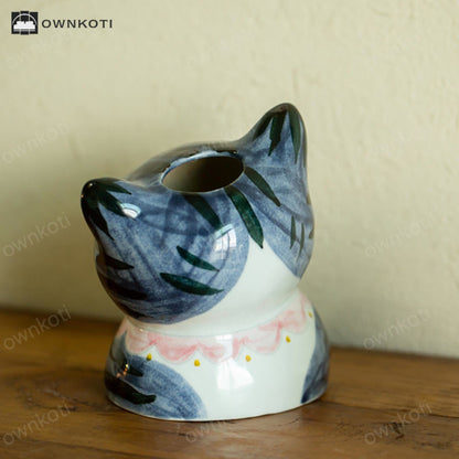 Cute Cat Creative Hand-painted Ceramic Vase