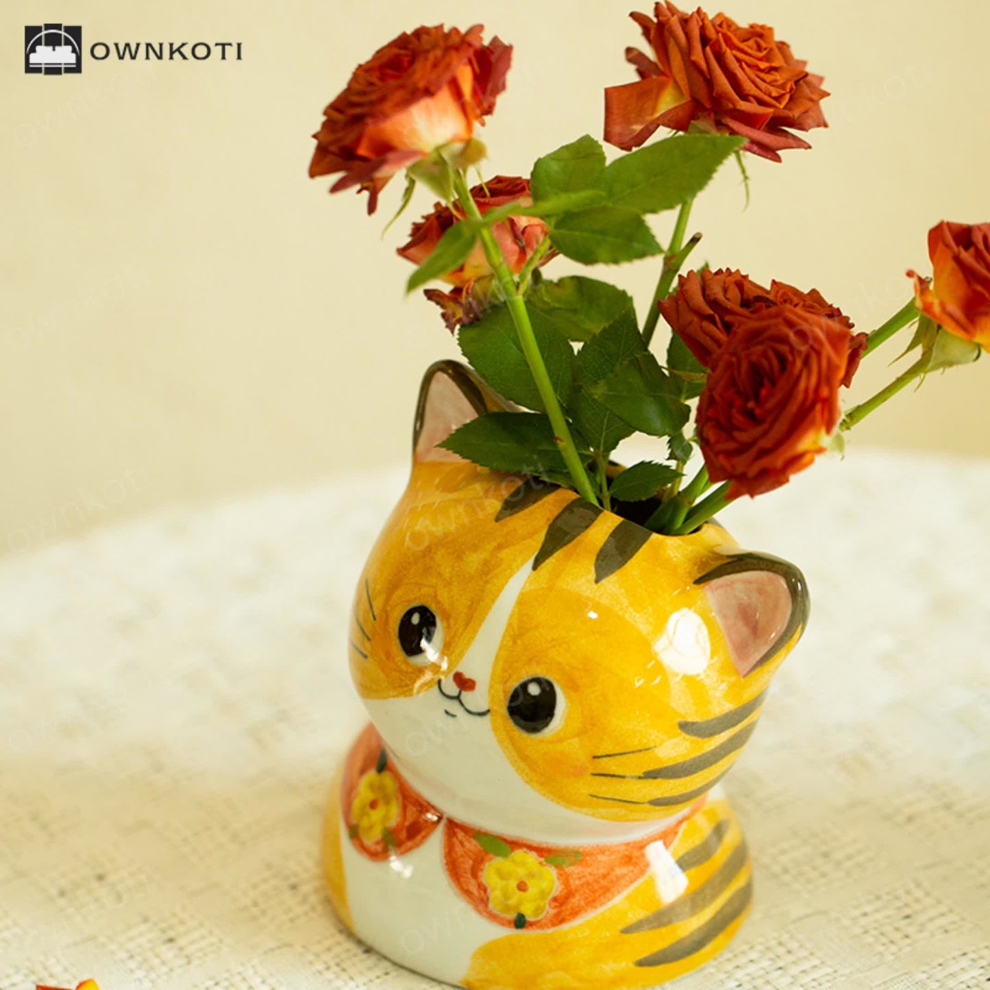 Cute Cat Creative Hand-painted Ceramic Vase