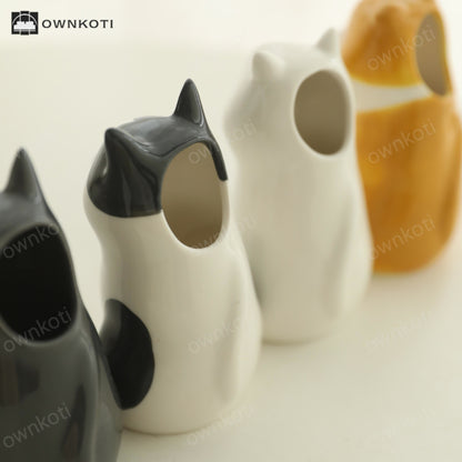 Hand-painted Cat Ceramic Vase Pen Holder