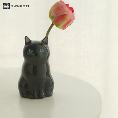 Hand-painted Cat Ceramic Vase Pen Holder