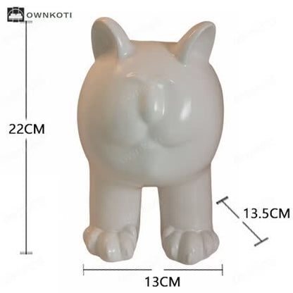 Cream Cat Ceramic Vase Ornament